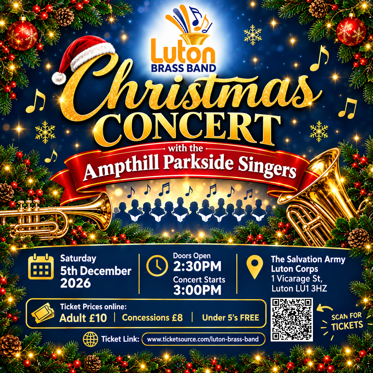 Luton Brass Band Christmas Concert With The Ampthill Parkside Singers