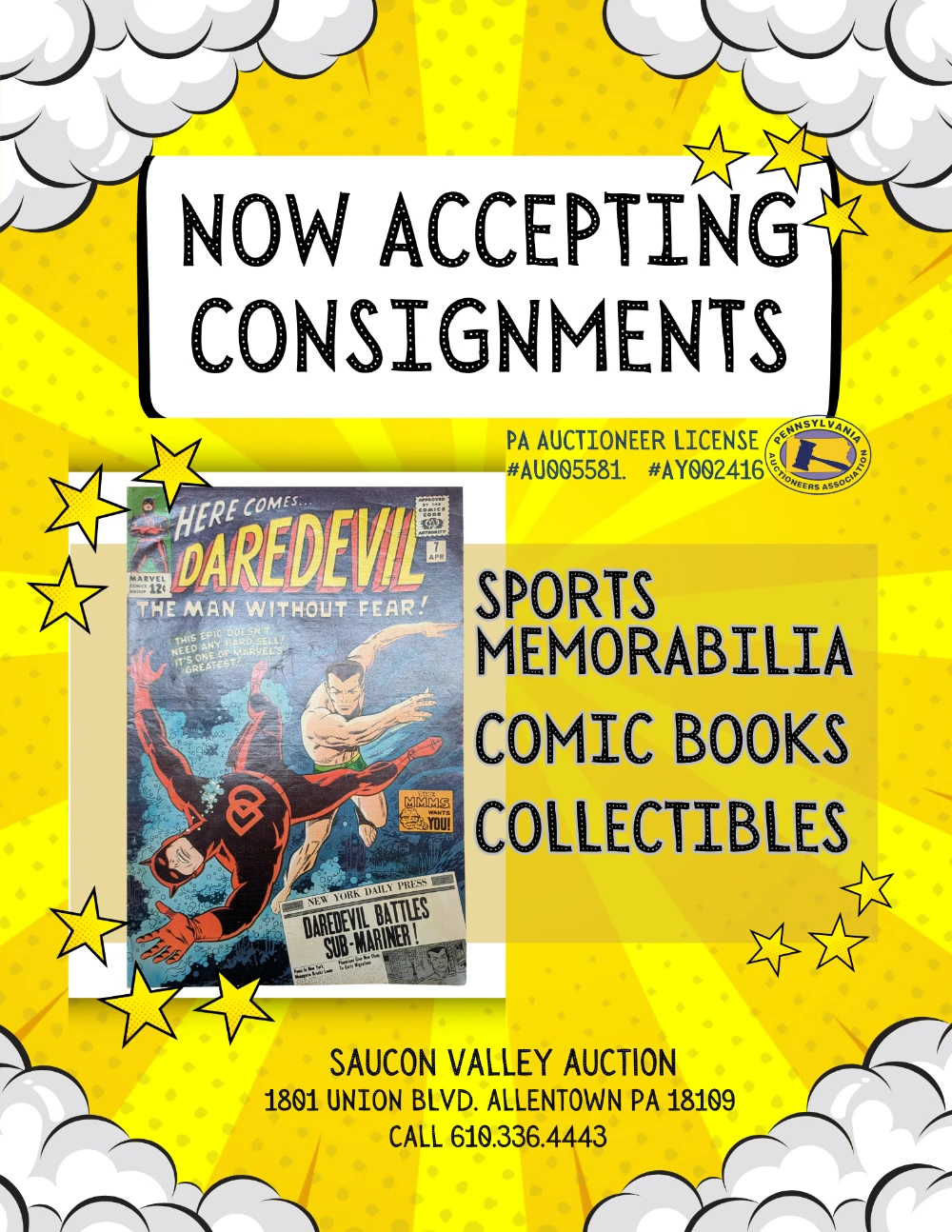 NOW ACCEPTING CONSIGNMENTS: COMIC BOOKS & SPORT MEMORABILIA