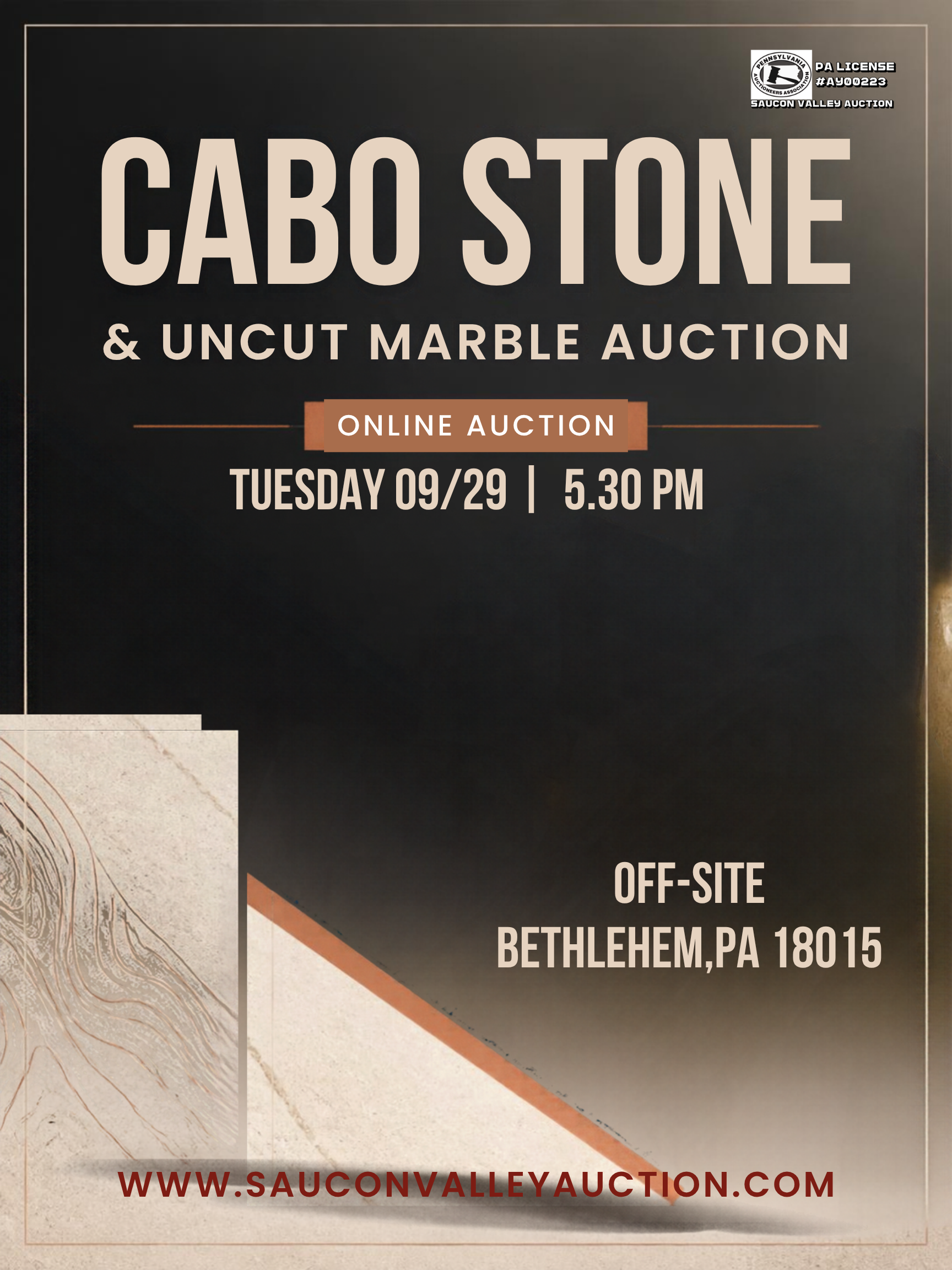 Cabo Stone & Uncut Marble Slabs Auction