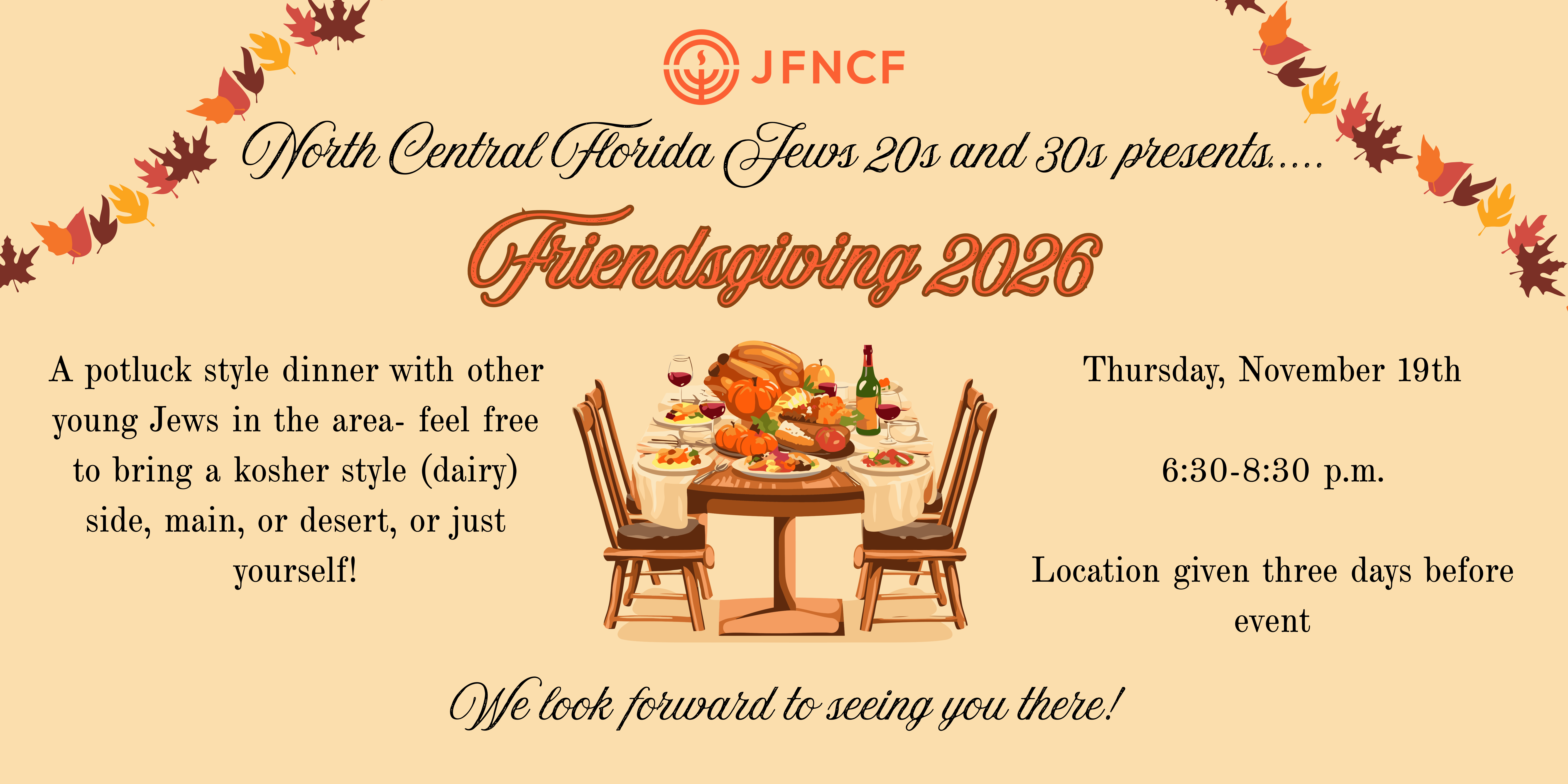 NCF Jews 20s and 30s Friendsgiving Potluck 2026