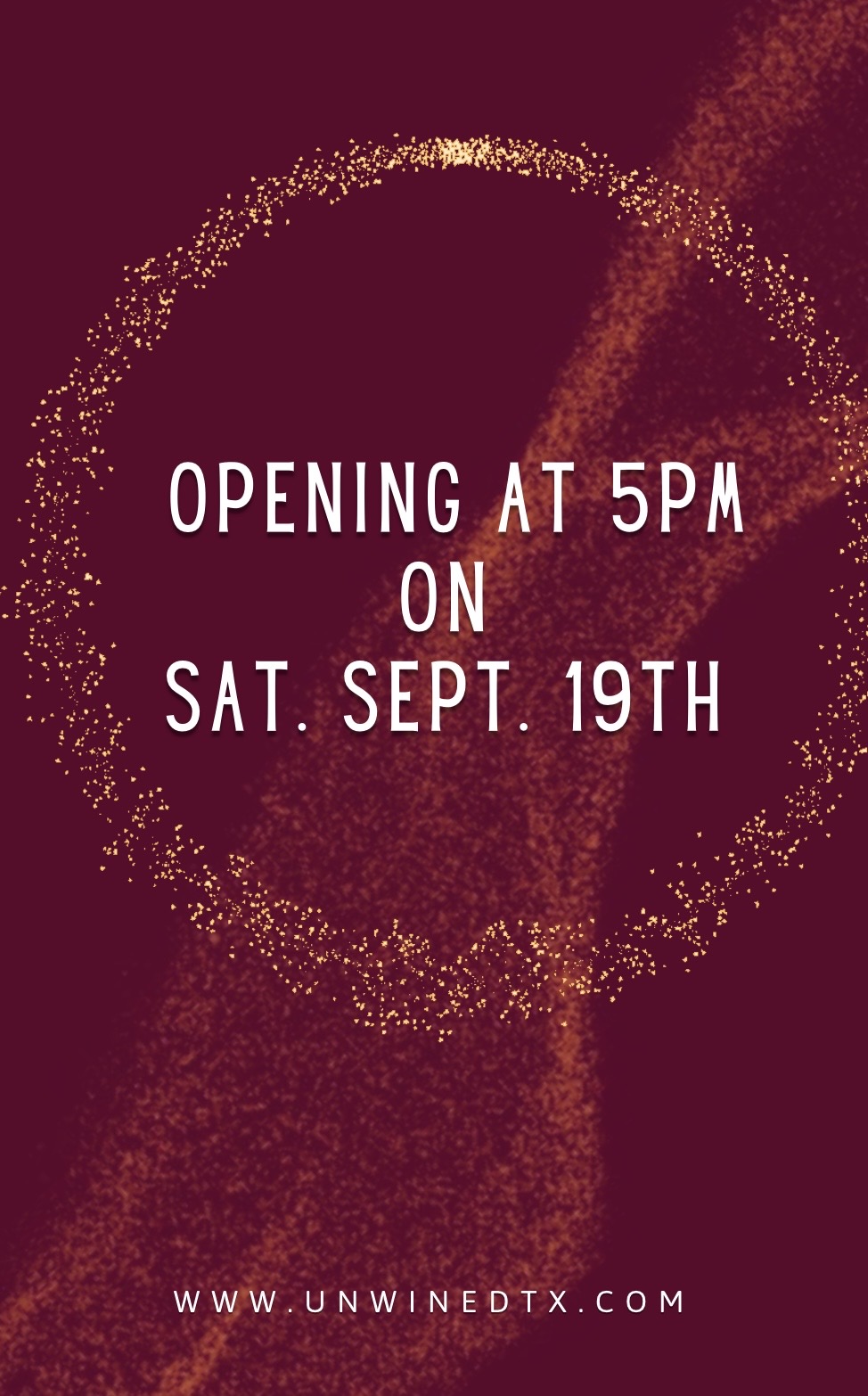 Opening at 5PM Saturday, Sept. 19th