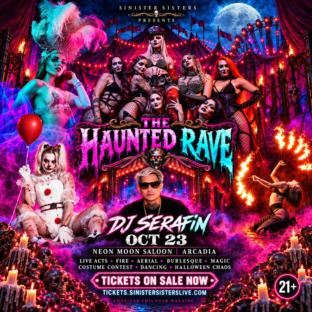 Neon Moon Saloon: Haunted “House” Party Ft. DJ Serafin │ Presented By Sinister Sisters