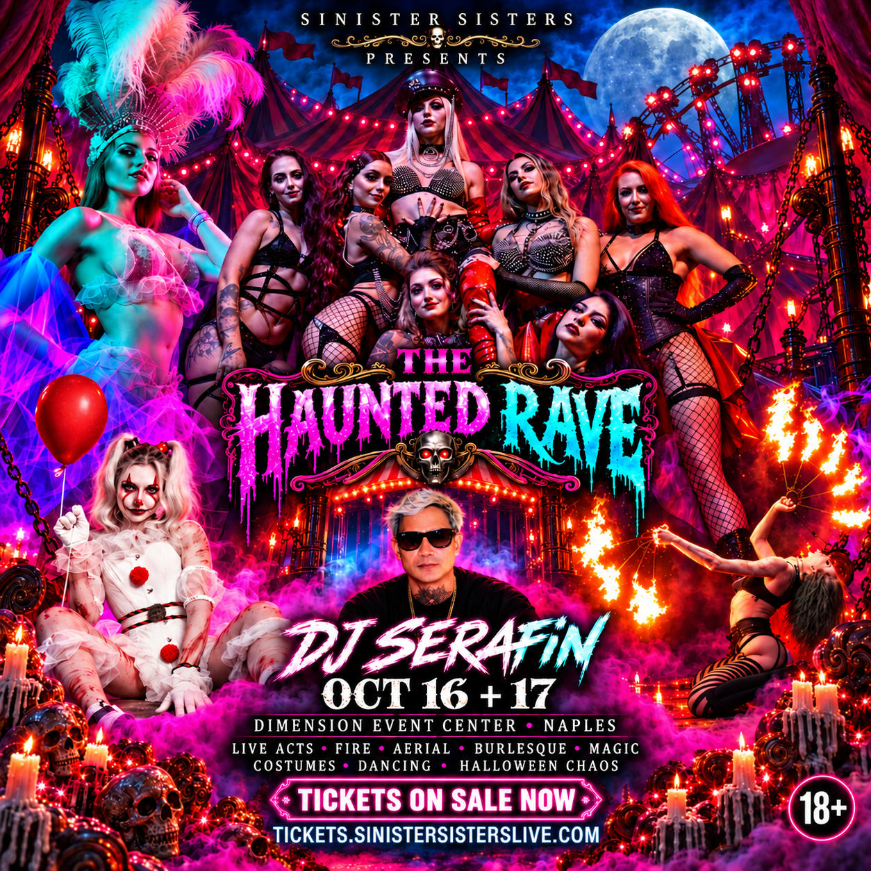 Dimension Event Center: THE HAUNTED RAVE Ft. DJ Serafin │ Presented By Sinister Sisters